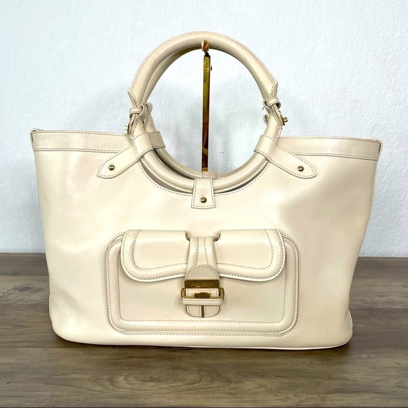Jimmy Choo Handbags - 𝅺jimmy Choo Tahula Hillary Large Ivory Leather Carryall Tote